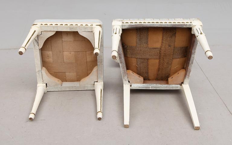 STOL SAMT TABURETT, gustavianska, 1700-/1800-tal.