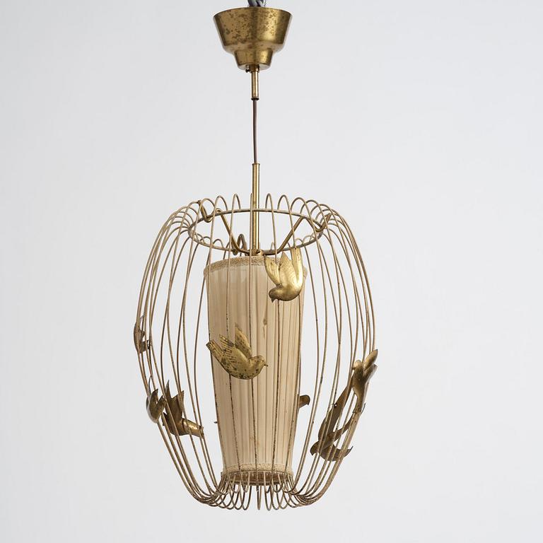 Hans Bergström, taklampa, modell "3", ateljé Lyktan, Åhus, 1940-50-tal.