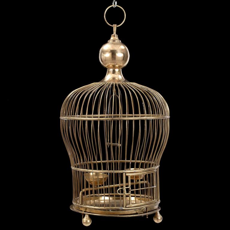 FÅGELBUR, mässing, omkr 1900.