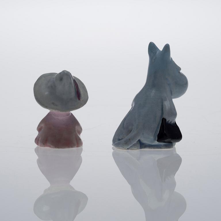 MINIFIGURIINIT, 2 kpl, keramiikkaa, "Muumi", Signe Hammarsten-Jansson, 1950-luku.