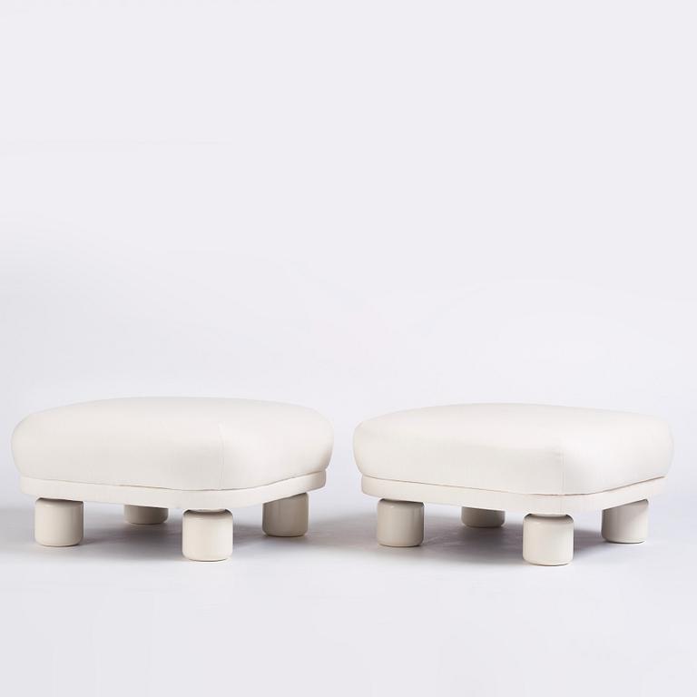 TAF, Gabriella Lenke & Mattias Ståhlbom, a pair of stools, "Famna" Svenskt Tenn, Sweden 2020.