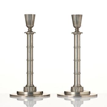 Erik Fleming, a pair of pewter candlesticks, Norrahammars Tenn, 1930.