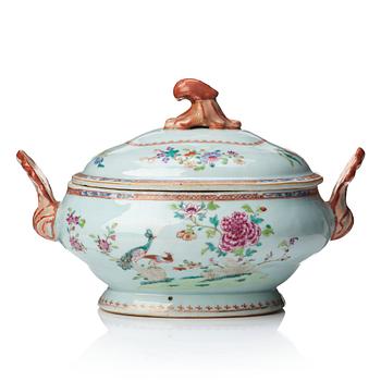 720. A famille rose 'double peacock' soup tureen, Qing dynasty, Qianlong (1736-95).