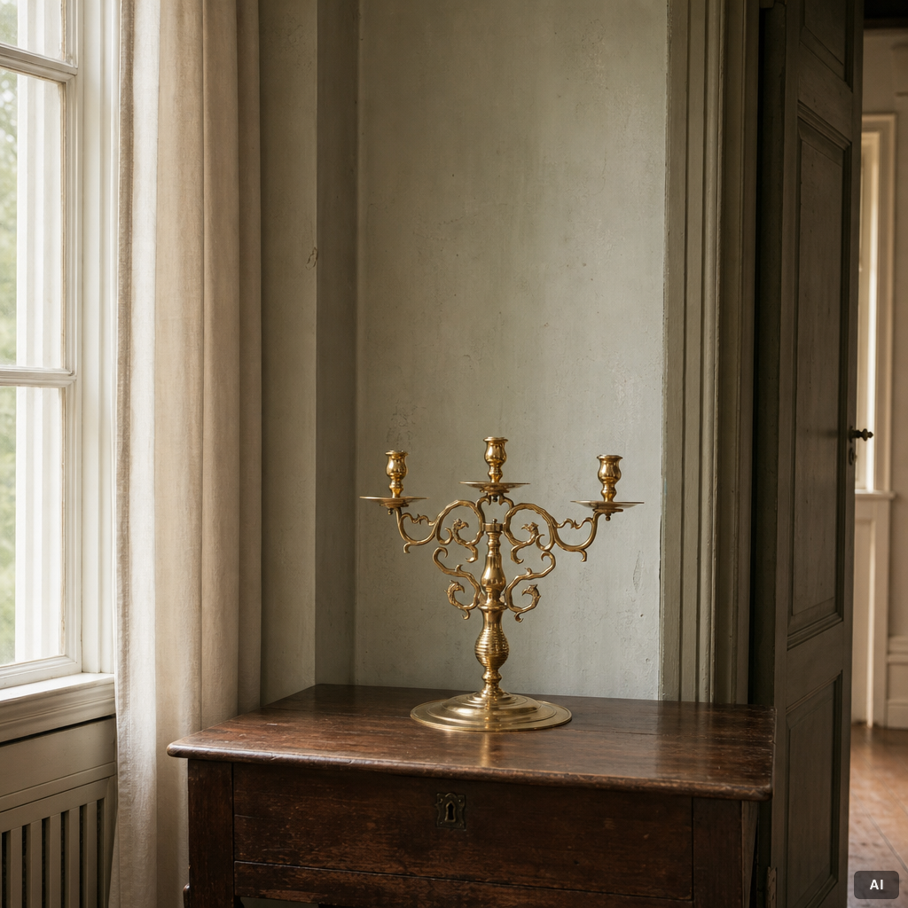 A brass candelabrum, Gusums Bruk.