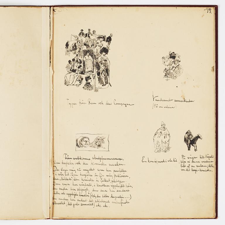 Carl Larsson, CARL LARSSON, illustrated travel story, "Från Stockholm till Messina" (From Stockholm to Messina), 1886.