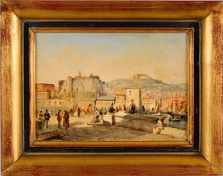 OKÄND KONSTNÄR, 2 st, olja på duk, monogramsign EG och dat 1842.