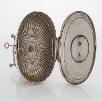 Johan Petter Grönvall, sockerskrin, silver, Stockholm, sannolikt kring 1820. Empir.