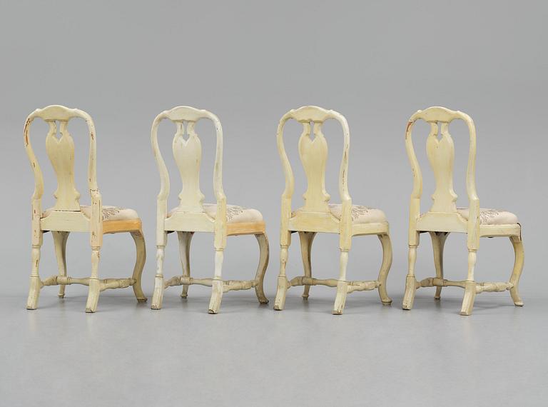 A set of four rococo chairs attributed to J. E. Höglander (master  in Stockholm 1777-1813).
