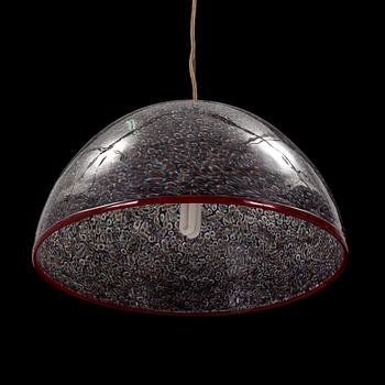A 1970s VISTOSI half sphere millefiori glass pendant ceiling light, signed.