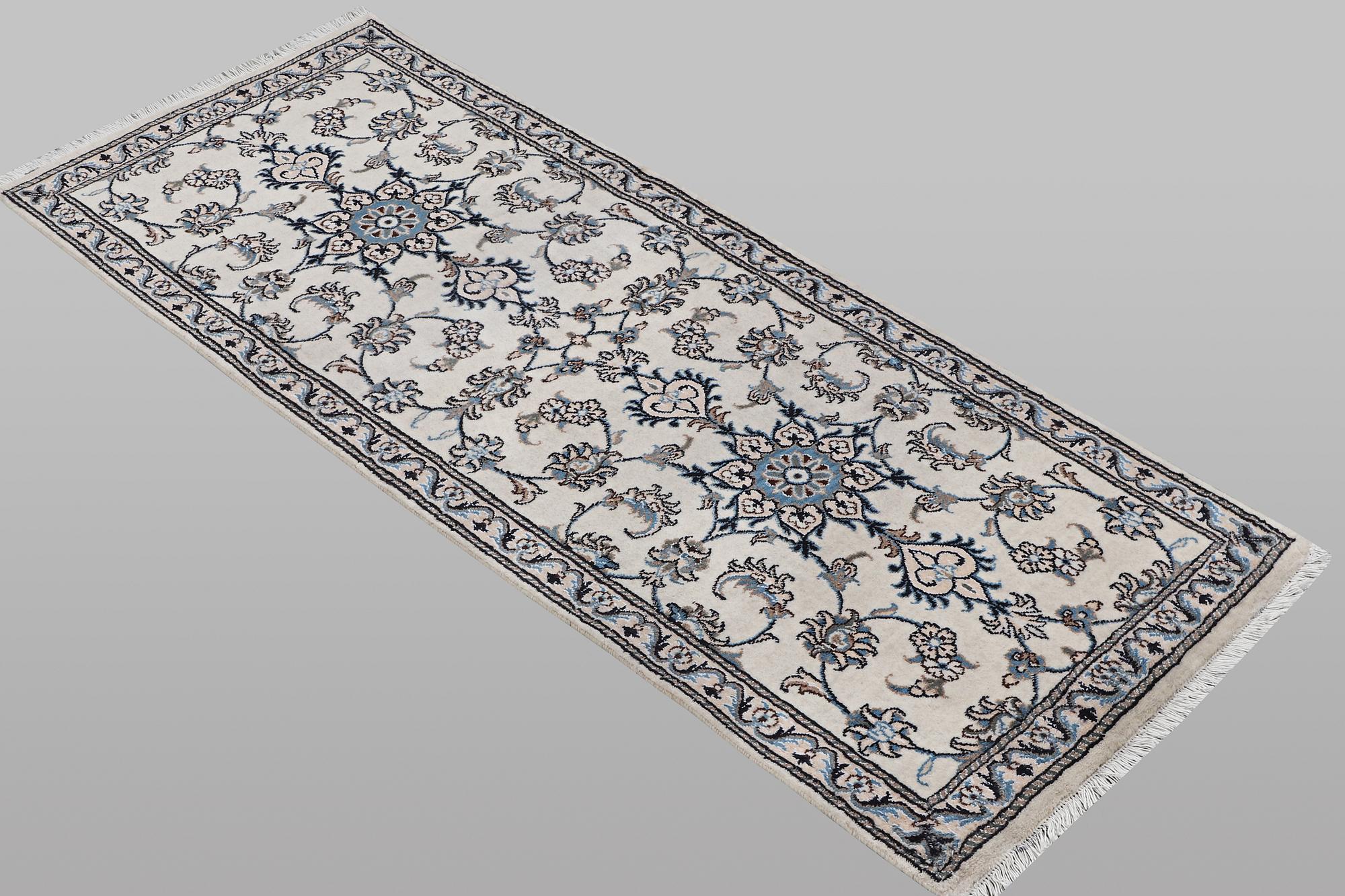 A runner carpet, Nain, part silk, ca 197 x 77 cm.