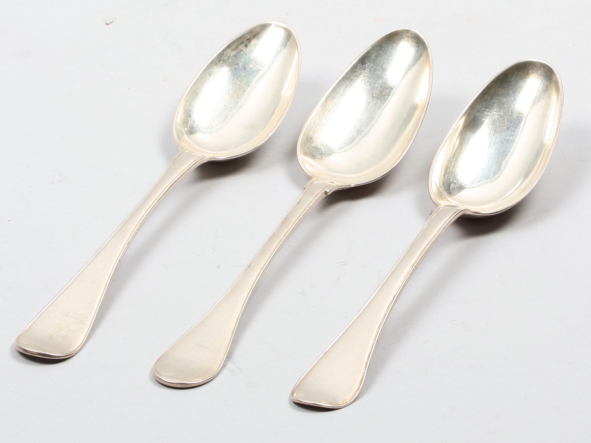 MATSKEDAR, 3 st, silver, bla  Johan Petter Grönvall, Stockholm, 1700-tal resp tidigt 1800-tal.