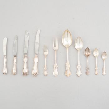 A 97-piece Swedish silver cutlery, model 'Olga', including GAB, Stockholm 1965.