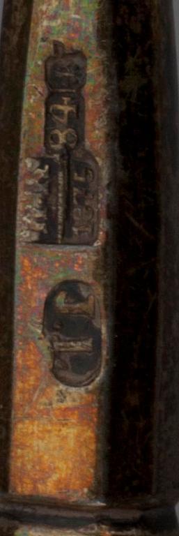STEKBESTICK, silver samt stål, St.Petersburg, Ryssland  1873. Total vikt 272 g.