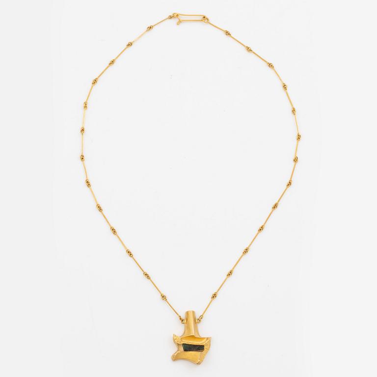 Björn Weckström, Necklace "Pagodi", 18K gold with zoisite. Lapponia 1976.