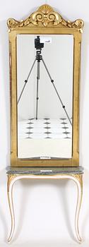 SPEGEL samt KONSOLBORD, rokokostil, 1900-tal.