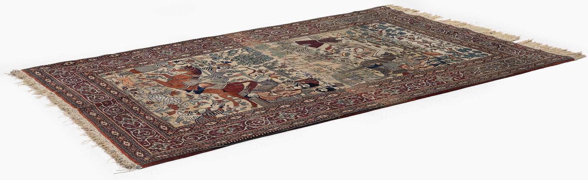 A pictoral Kashan 'Mohtasham' rug, central Persia (Iran), c. 218 x 141 cm.