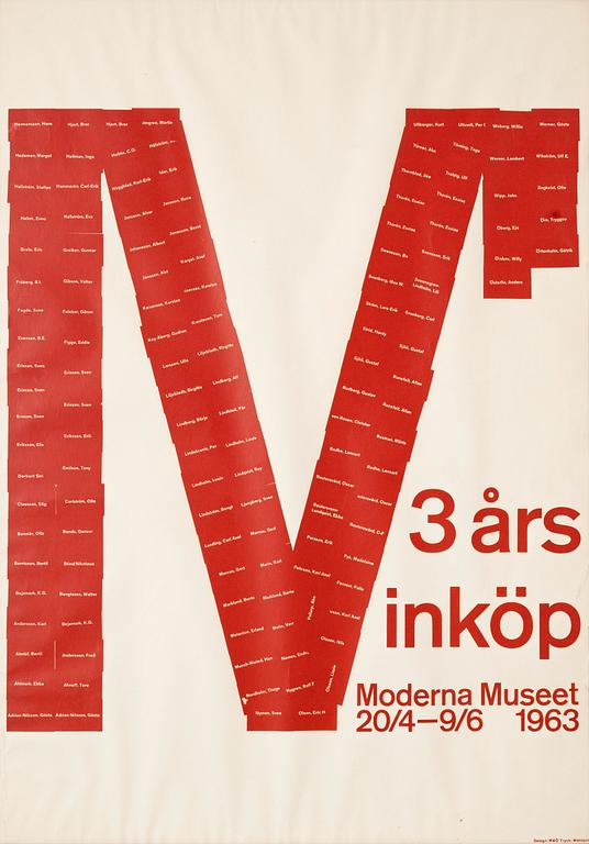 Utställningsaffisch, "3 års inköp, Moderna Museet", 1963.