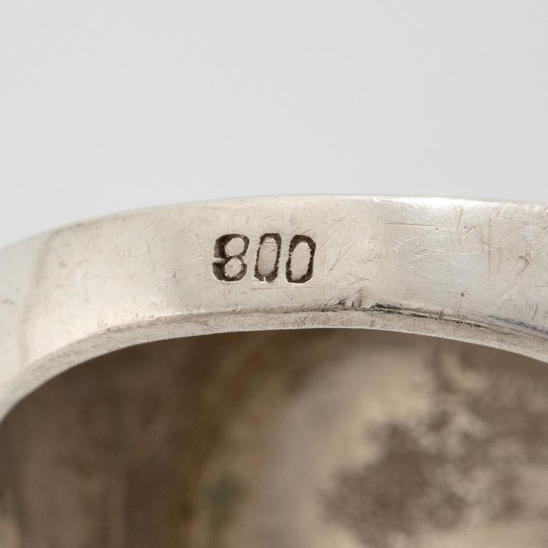 Signet ring, silver, man's profile, Mediterranean region.