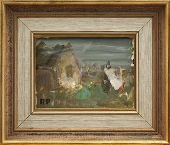 RAGNAR PERSON, olja på pannå, monogramsign.