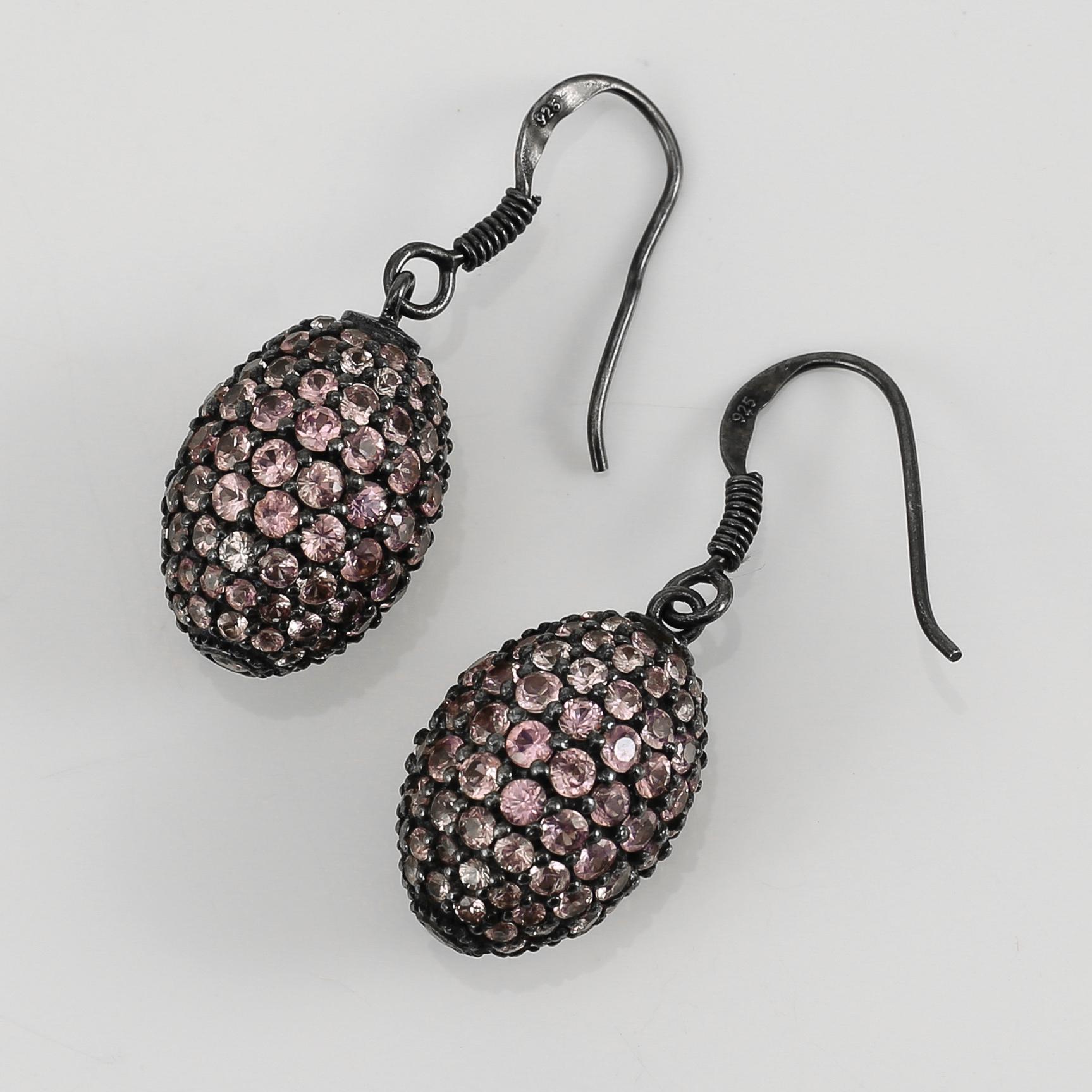 ÖRHÄNGEN, 1 par, silver, 14K guld, sterlingsilver och rosa safirer.