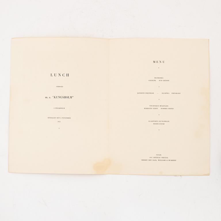 Eight parts memorabilia from the Swedish American Line.