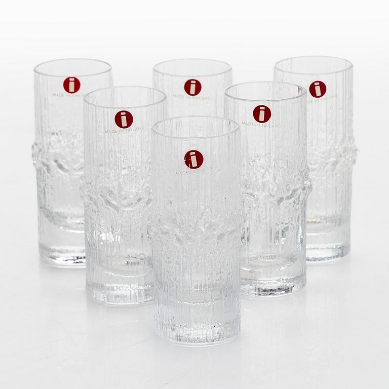 Tapio Wirkkala, snapsilaseja, 6 kpl, "Niva", alkuperäisessä laatikossa. Iittala.