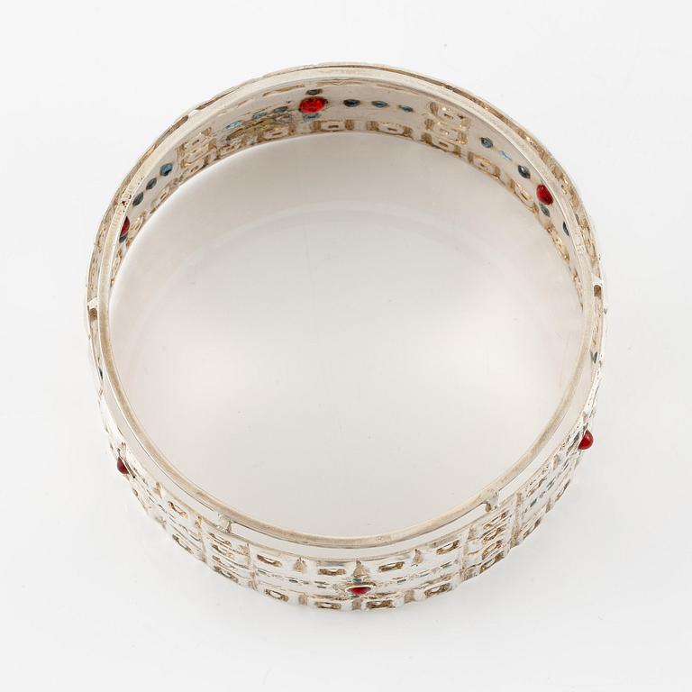 Lars Arby, a bridal crown and a hair ornament, sterling silver with glass and rutilated quartz, Gothenburg 1964 and 1960.