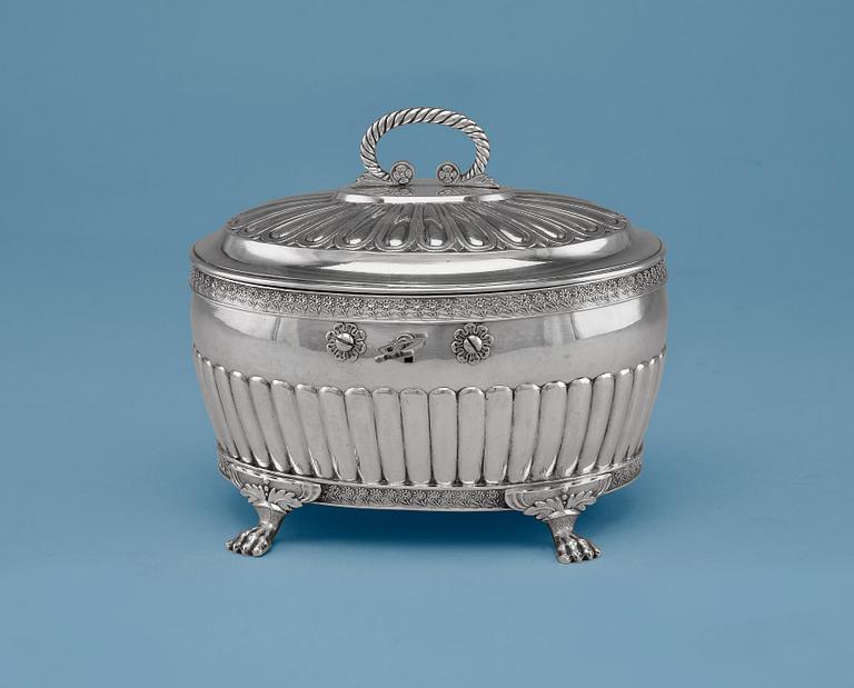 A SUGAR BOX, silver. Gustaf Folcker Stockholm 1833. Weight 682 g.