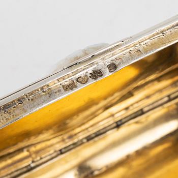A Swedish Parcel-Gilt Snuff Box with Cameo, mark of Gustaf Grönvall, Stockholm 1856.