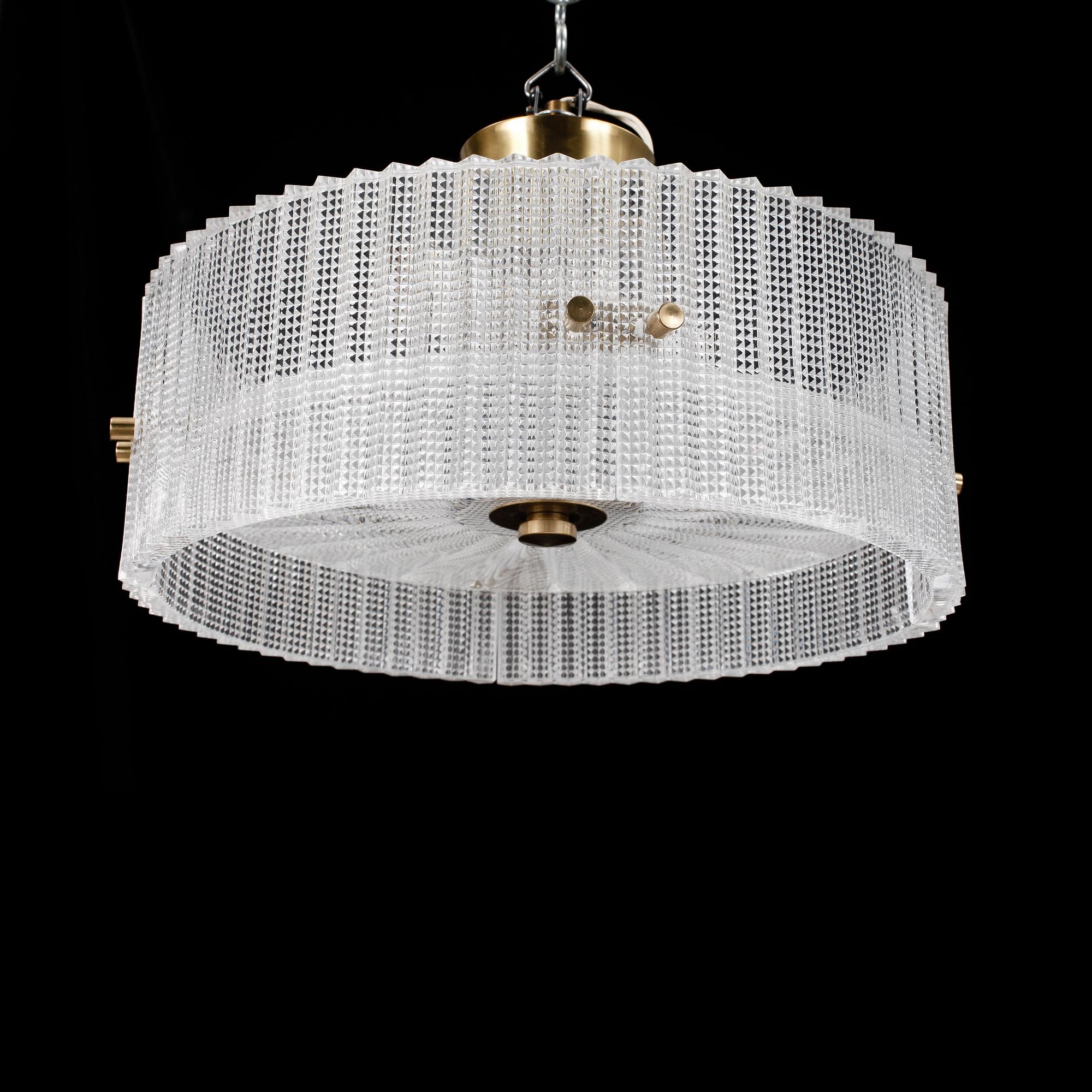 TAKLAMPA, glas, Carl Fagerlund, Orrefors, 1900-talets mitt.