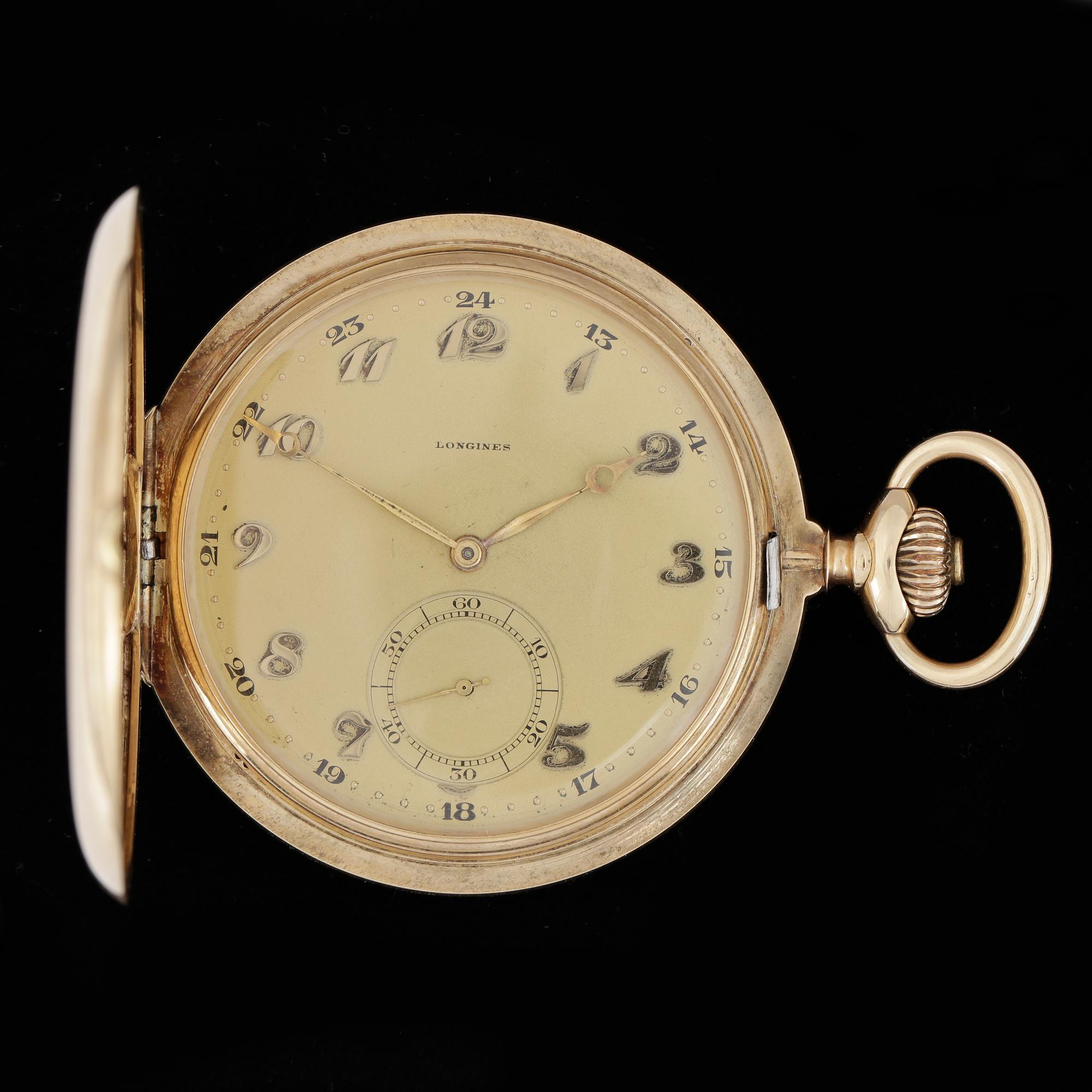 HERRFICKUR, guld 14K, Longines, 1900-talets första hälft. Vikt ca 129 gram.