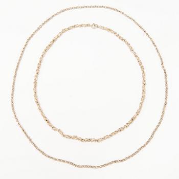 KAULAKETJUJA, 2 kpl, hopeaa.