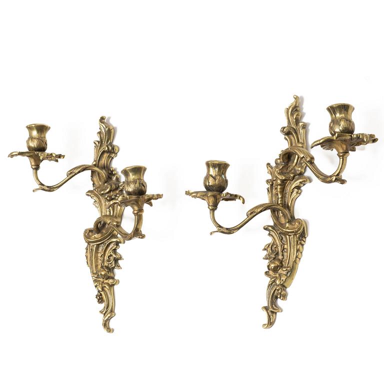 A pair of  wall sconces, Rococo style, circa 1900.