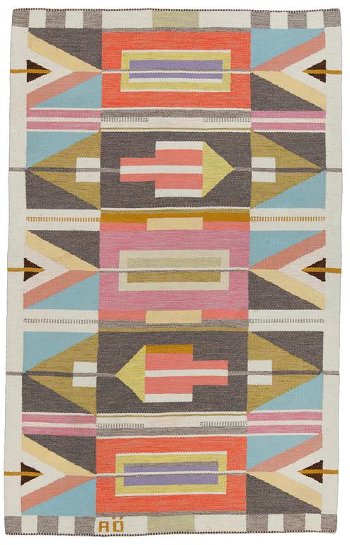 CARPET. Flat weave. 253 x 161 cm. Signed AÖ as well as AGDA ÖSTERBERG at the back.