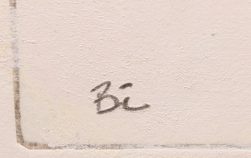 HENRIK BAGER, blandteknik, monogramsign.