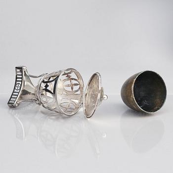 Johan Abraham Hallard, sockerskål med lock, silver, Stockholm 1794.