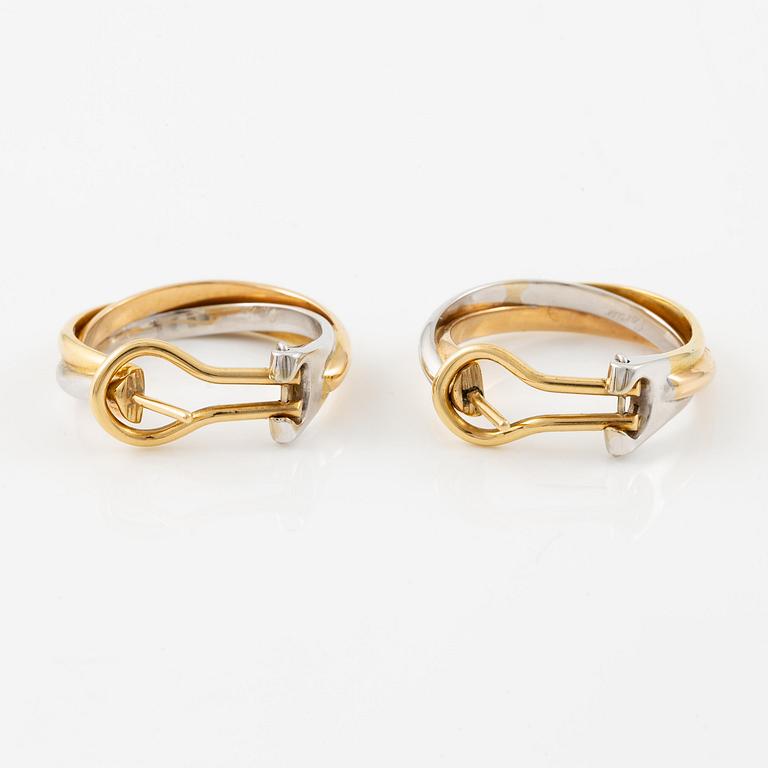 Cartier a pair of "Trinity" earrings 18K gold in three colours.