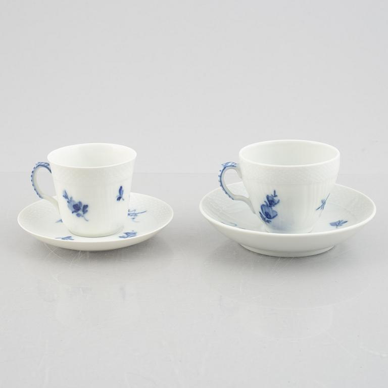 Royal Copenhagen, 53 pieces of a porcelain "Blue flower" coffee and mocha service, Denmark.