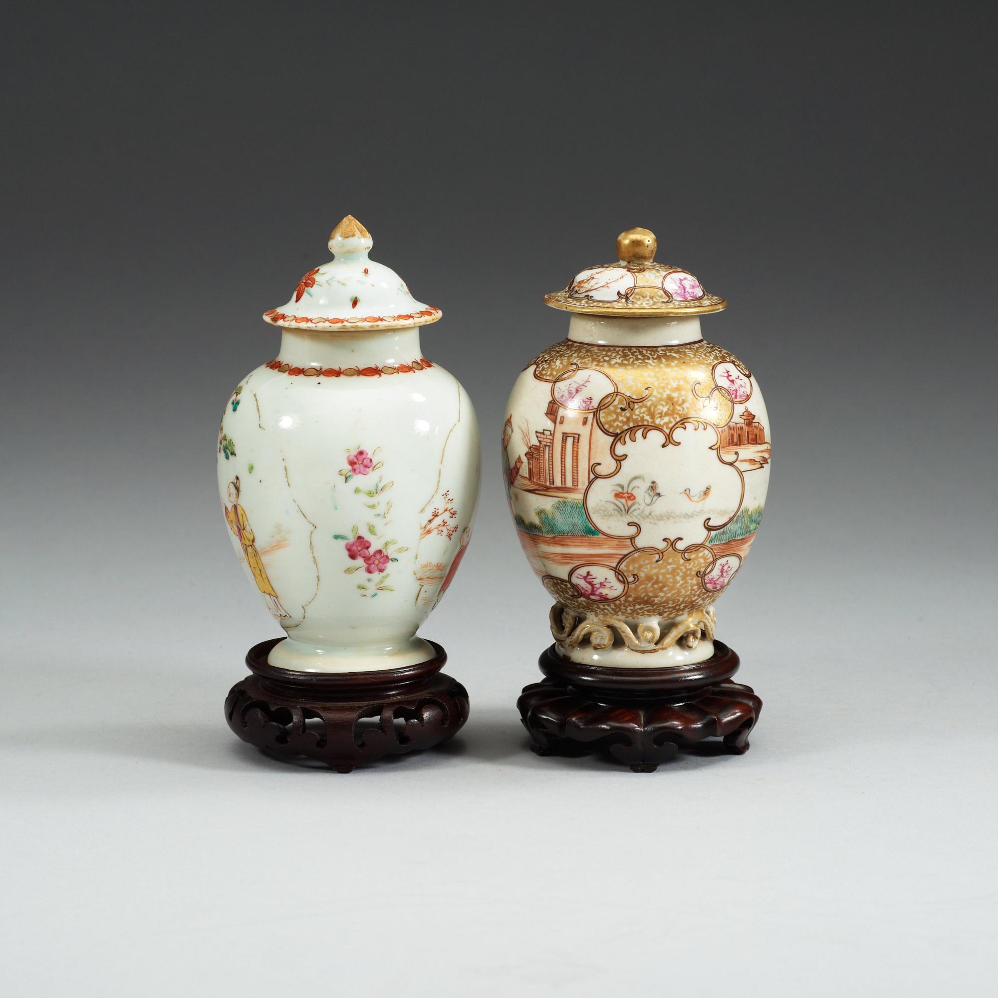 TEDOSOR med LOCK, två stycken, kompaniporslin. Qing dynastin, Qianlong (1736-95).