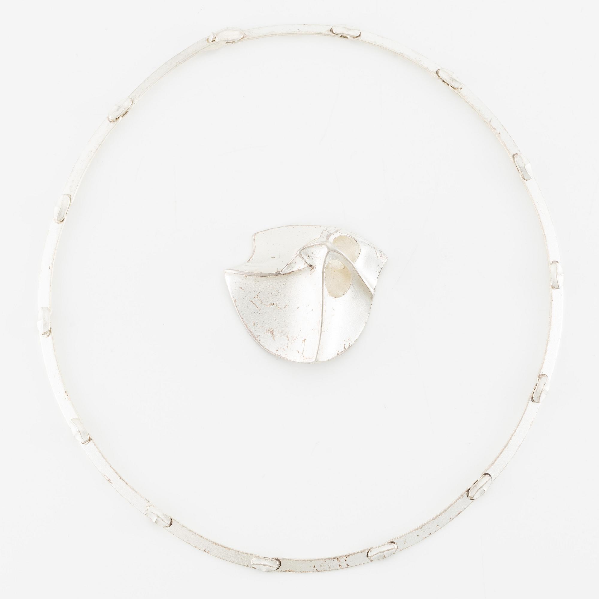 Lapponia, necklace and brooch, sterling silver, Finland 1989.