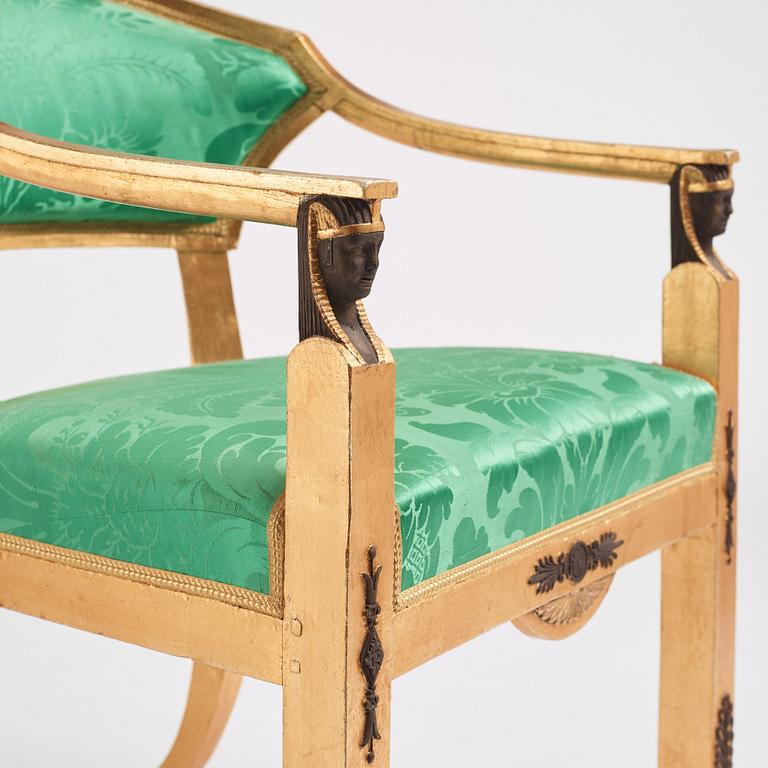 A pair of late Gustavian armchairs, Stockholm, around 1800.