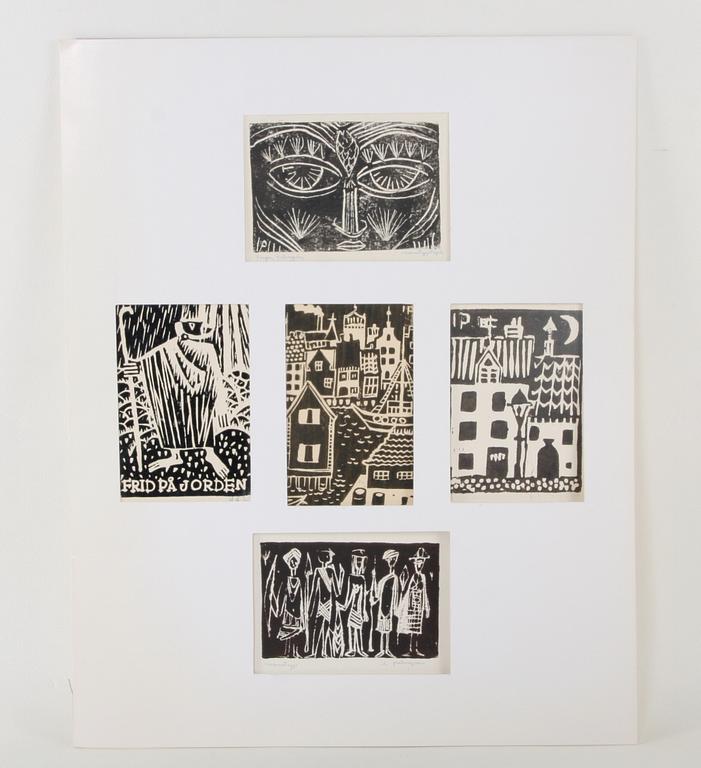 INGA PALMGREN, träsnitt, 7 st,