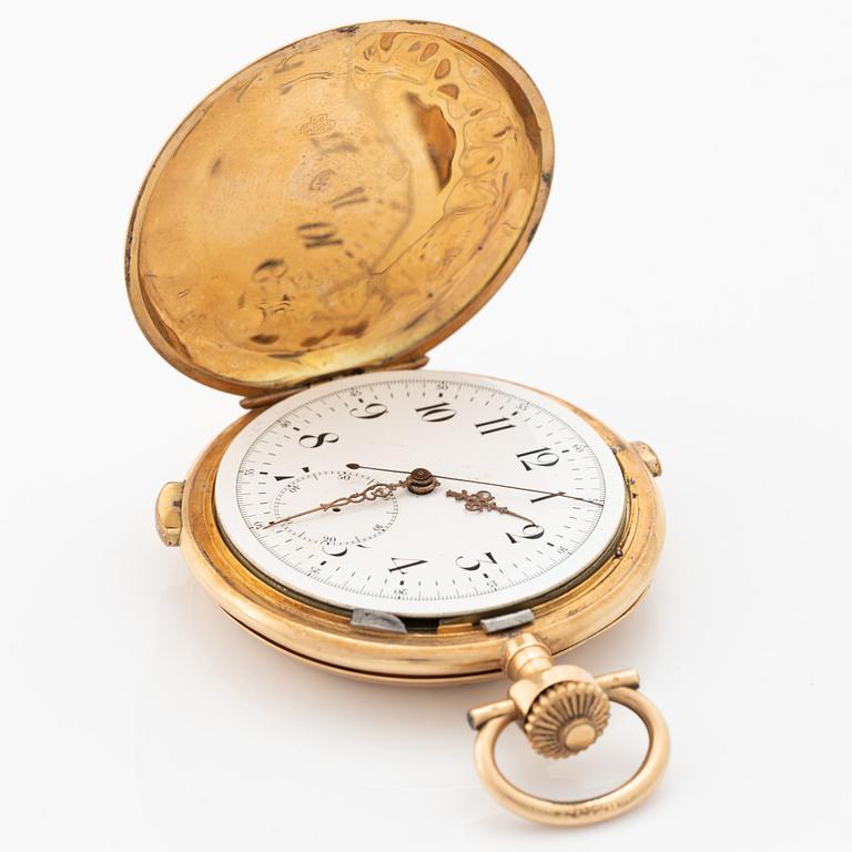 Pocket watch, hunter, repeater, chronograph, 52 mm.