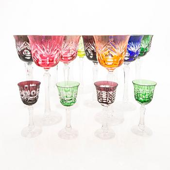 21 Bohemian-type glasses, 20th century.