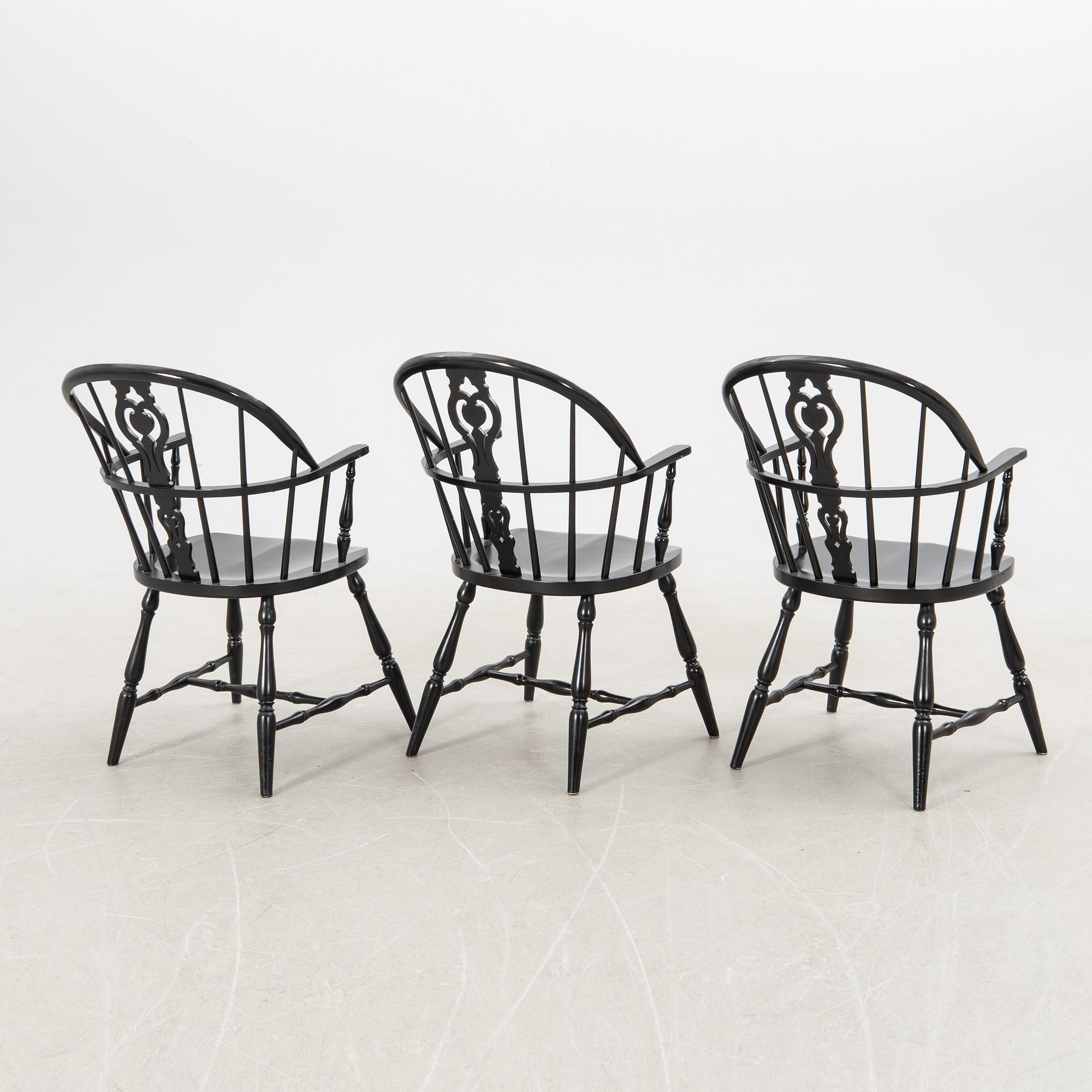 Chairs, 6 + 2, Windsor model, Gemla.