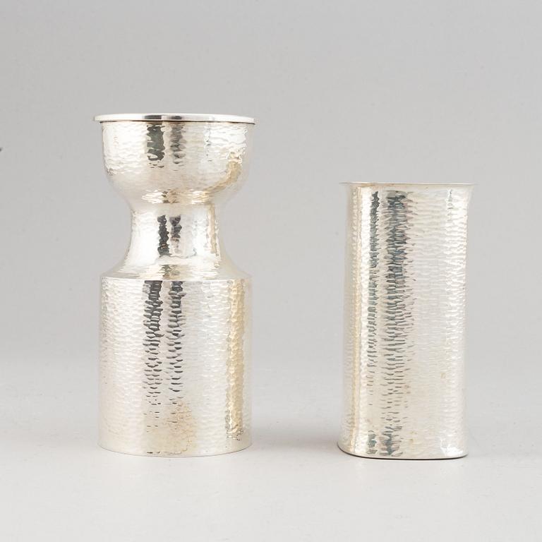 Eric Löfman, two silver vases. MGAB, Uppsala 1970-72.