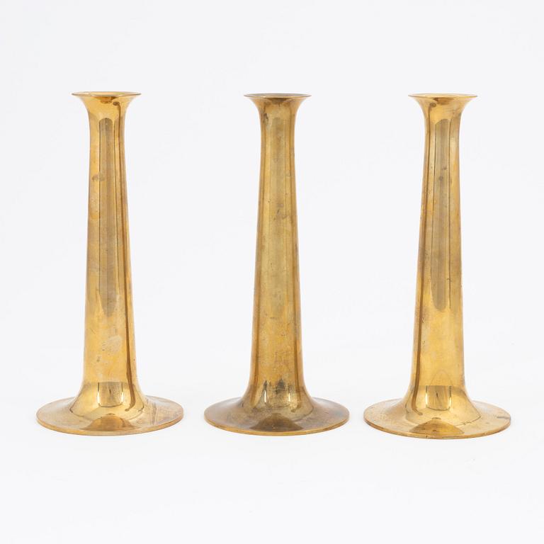 Hans Bolling, three brass candlesticks, Torben Ørskov & Co, Denmark.