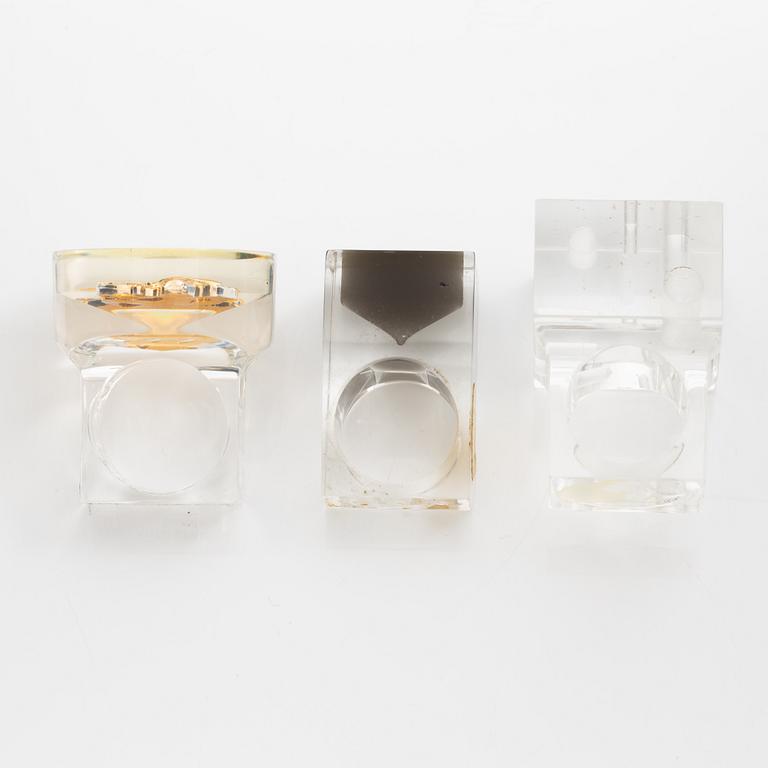 Siv Lagerström, three acrylic rings, 1970s.