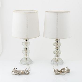 A pair of glass table lamps from Orrefors, second half of the 20th Century.