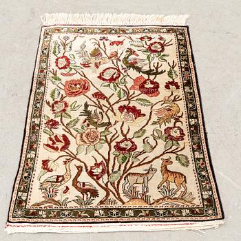 A semiantique silk Ghom approx 79x56 cm.